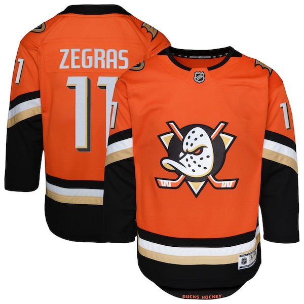 Trevor Zegras Anaheim Ducks Youth Premier Player Jersey - Orange/Black