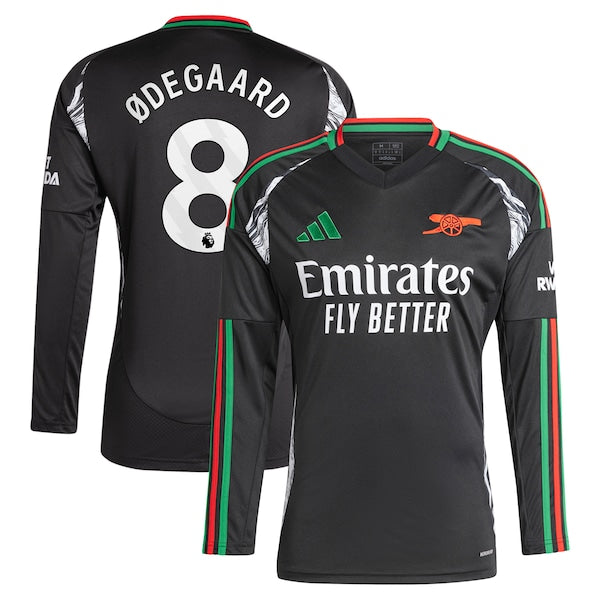 Martin Odegaard Arsenal adidas 2024/25 Away Replica Long Sleeve Player Jersey - Black