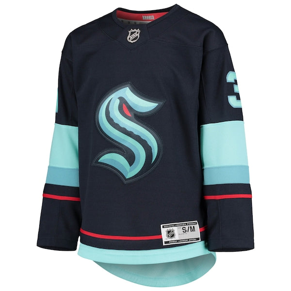 Philipp Grubauer Seattle Kraken Youth Home Premier Player Jersey - Deep Sea Blue