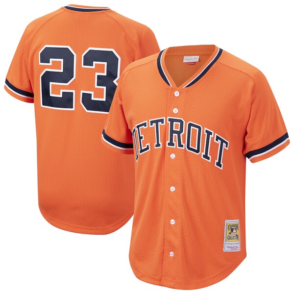 Kirk Gibson Detroit Tigers  Cooperstown Collection Mesh Batting Practice Button-Up Jersey  - Orange