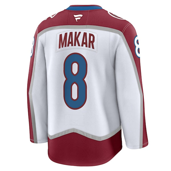 Cale Makar Colorado Avalanche  Away Premium Jersey - White/Burgundy/Navy