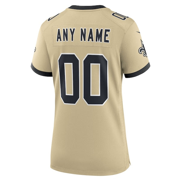 New Orleans Saints Nike Women's Gameday Golds Alternate Custom Game Jersey - Gold/Black