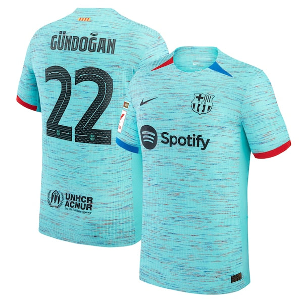 Ilkay Gündogan Barcelona Nike 2023/24 Third Authentic Jersey - Aqua/Royal/White