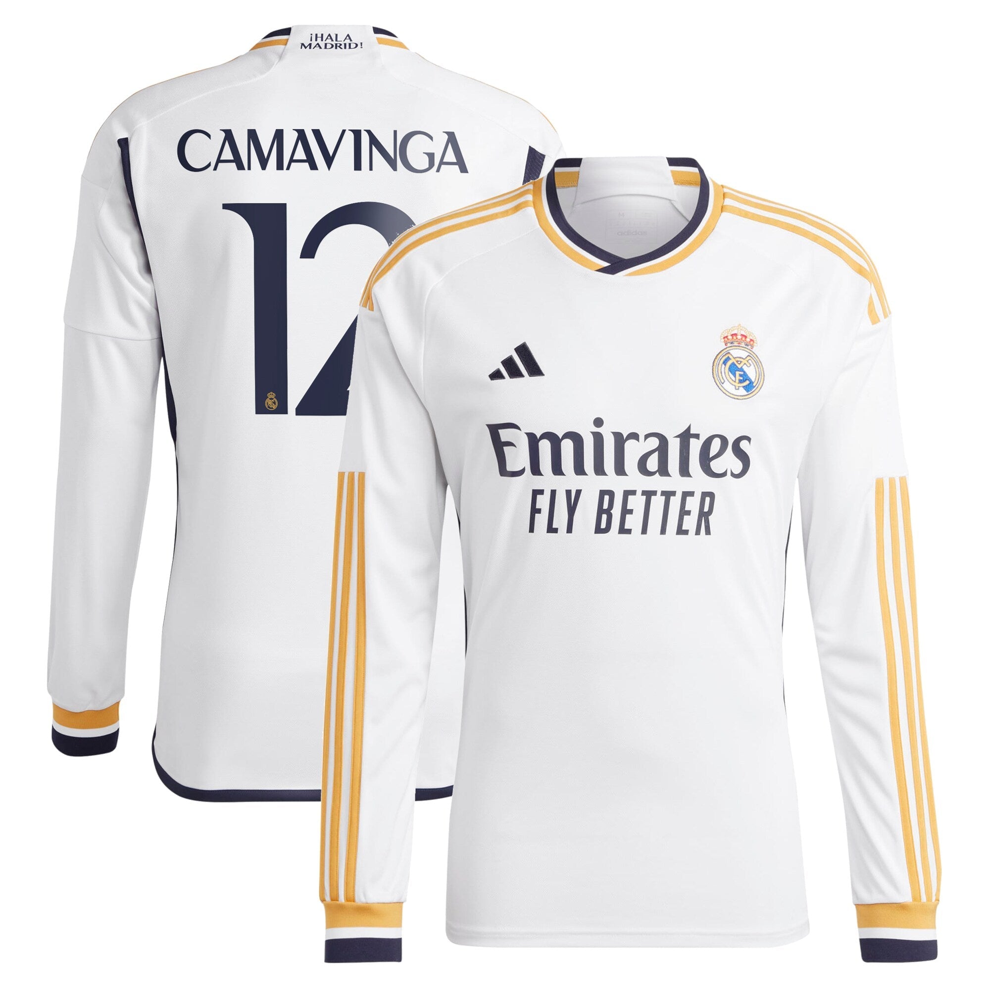Eduardo Camavinga Los Merengues adidas 2023/24 Away Long Sleeve Replica Player Jersey - Navy/White