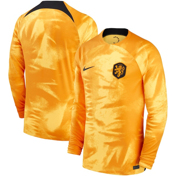 Netherlands National Team Nike 2022/23 Home Breathe Stadium Replica Blank Long Sleeve Jersey - Orange