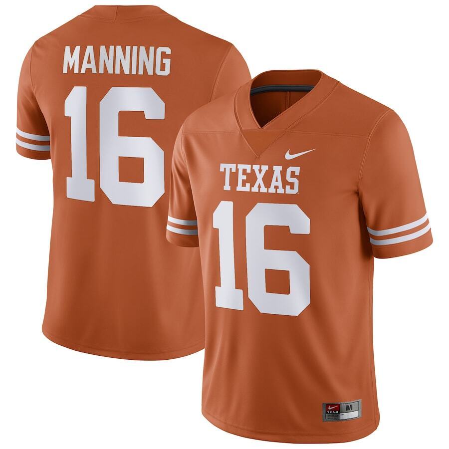 Men's Nike Arch Manning White Texas Longhorns NIL Replica Football Jersey - White/Orange