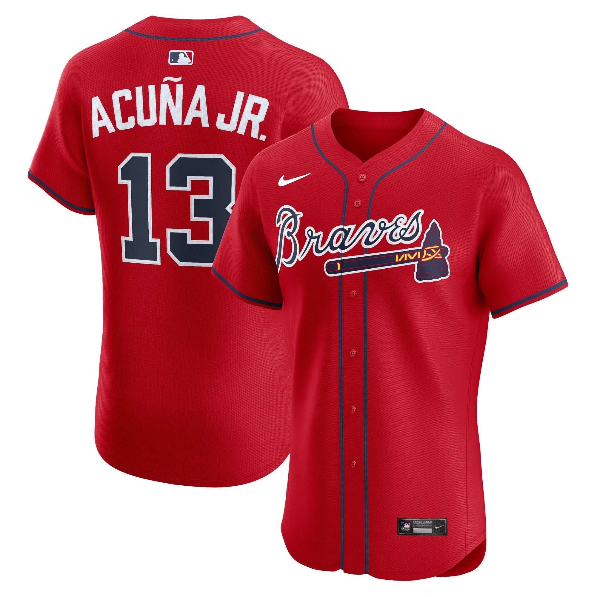 Ronald Acuña Jr. Atlanta Braves Nike Alternate Elite Jersey - Navy/White/Red