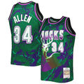 Ray Allen Milwaukee Bucks 1996/97 Hardwood Classics Marble Swingman Jersey - Green