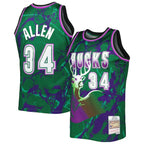 Ray Allen Milwaukee Bucks 1996/97 Hardwood Classics Marble Swingman Jersey - Green