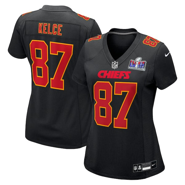 Travis Kelce Kansas City Chiefs Nike Women's Super Bowl LVIII Carbon Fashion Game Player Jersey - Black