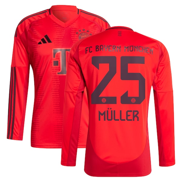 Thomas Müller Bayern Munich adidas 2024/25 Home Replica Long Sleeve Player Jersey - Red
