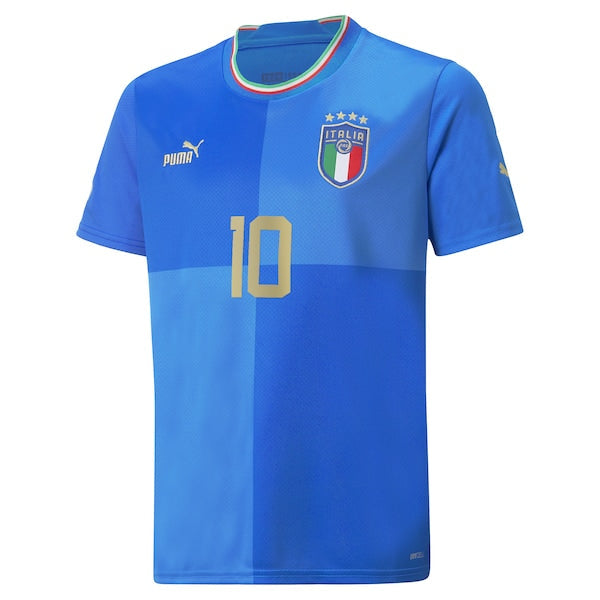 Lorenzo Insigne Italy National Team Puma Youth 2022/23 Home Replica Player Jersey - Blue
