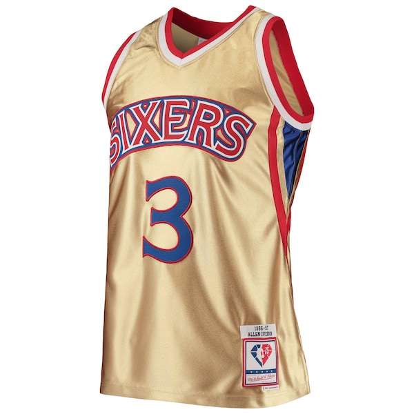 Allen Iverson Philadelphia 76ers 75th Anniversary 1996/97 Hardwood Classics Swingman Jersey - Gold