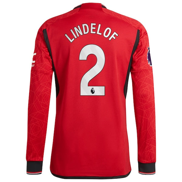 Victor Lindelof Manchester United adidas 2023/24 Home Authentic Long Sleeve Player Jersey - Red