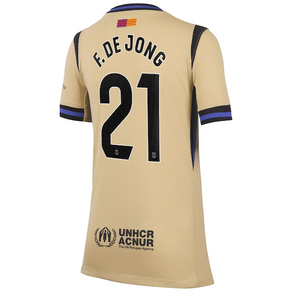 Frenkie de Jong Barcelona Nike Youth 2025/26 Away Stadium Replica Jersey - Gold