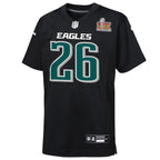Saquon Barkley Philadelphia Eagles Nike Youth Super Bowl LIX Patch Fashion Game Player Jersey - Carbon Black