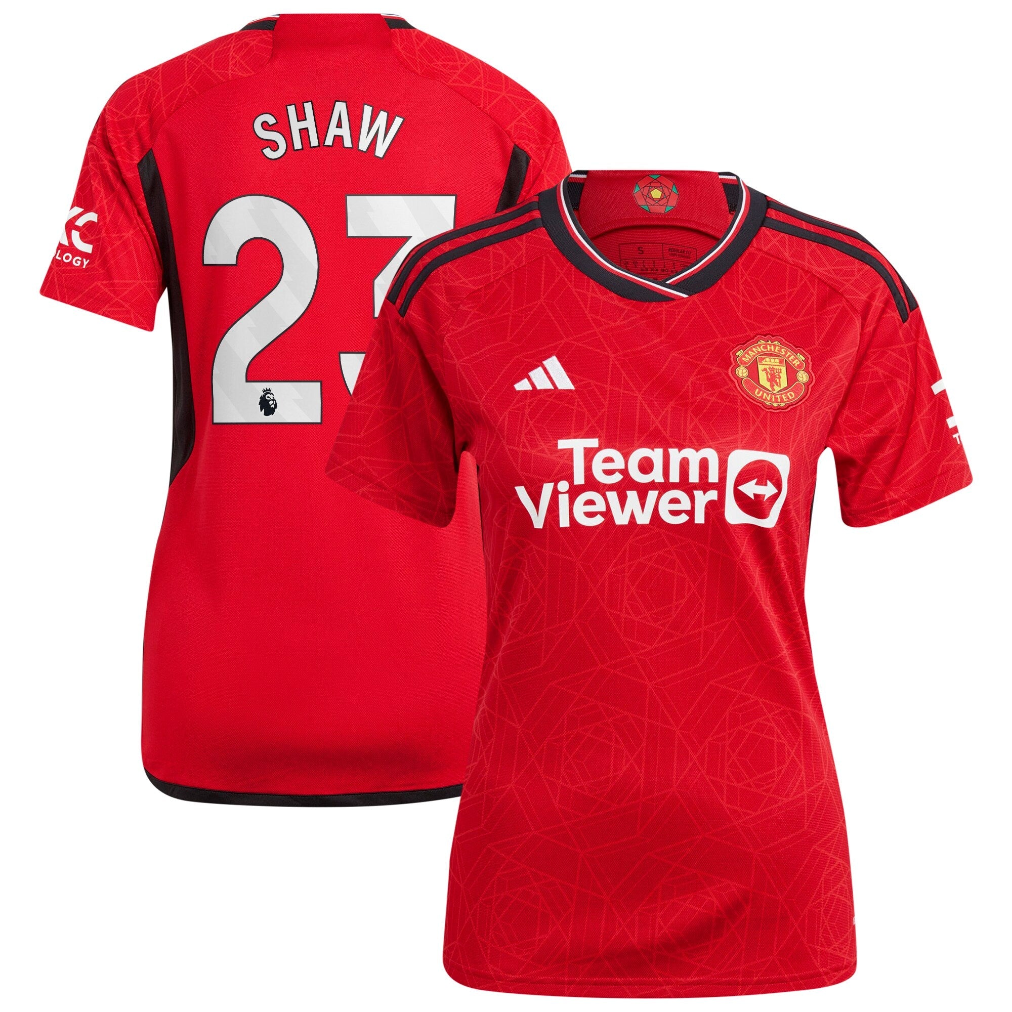 Luke Shaw Manchester United adidas Women's 2023/24 Away Replica Player Jersey - Green/Red