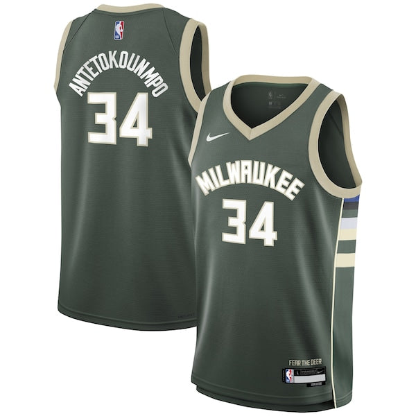 Giannis Antetokounmpo Milwaukee Bucks Nike Youth Swingman Jersey - Icon Edition - Hunter Green