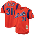 Mike Piazza New York Mets Cooperstown Collection Mesh Batting Practice Button-Up Jersey - Orange/Black/Royal