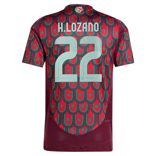 Hirving Lozano Mexico National Team adidas 2024 Home Authentic Player Jersey - Burgundy/Green