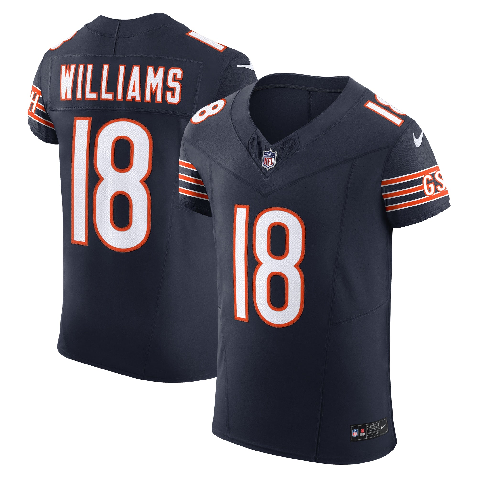 Caleb Williams Chicago Bears Nike Alternate Vapor F.U.S.E. Elite Jersey - Orange/Navy
