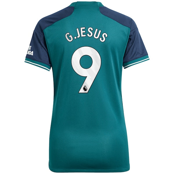 Gabriel Jesus Arsenal adidas Women's 2023/24 Third Replica Player Jersey - Green/Red/Yellow