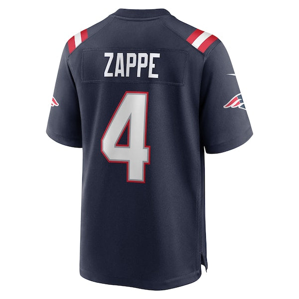 Bailey Zappe New England Patriots Nike Game Player Jersey - Navy/Red/White