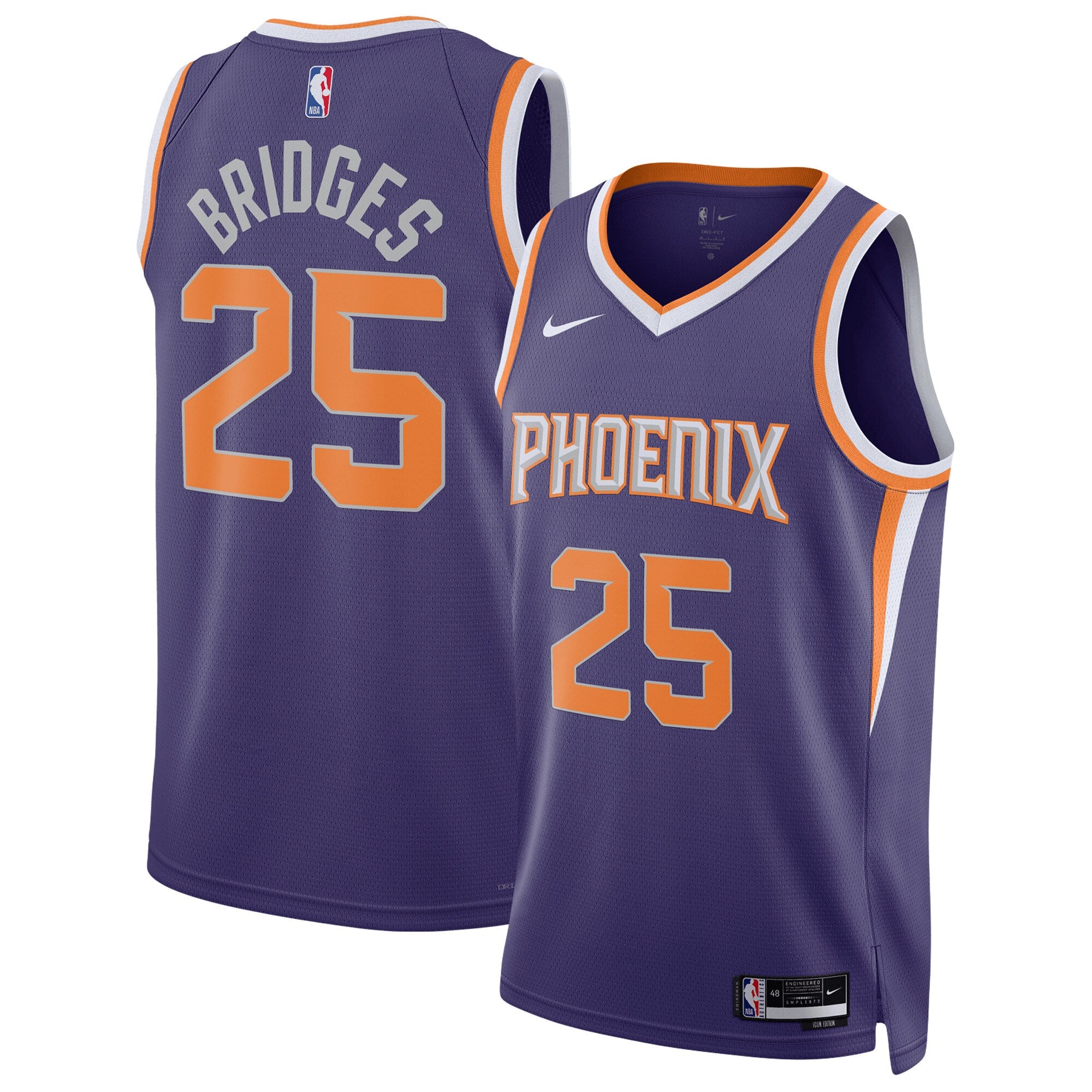 Mikal Bridges Phoenix Suns Nike Unisex Swingman Jersey - Association Edition - White/Purple