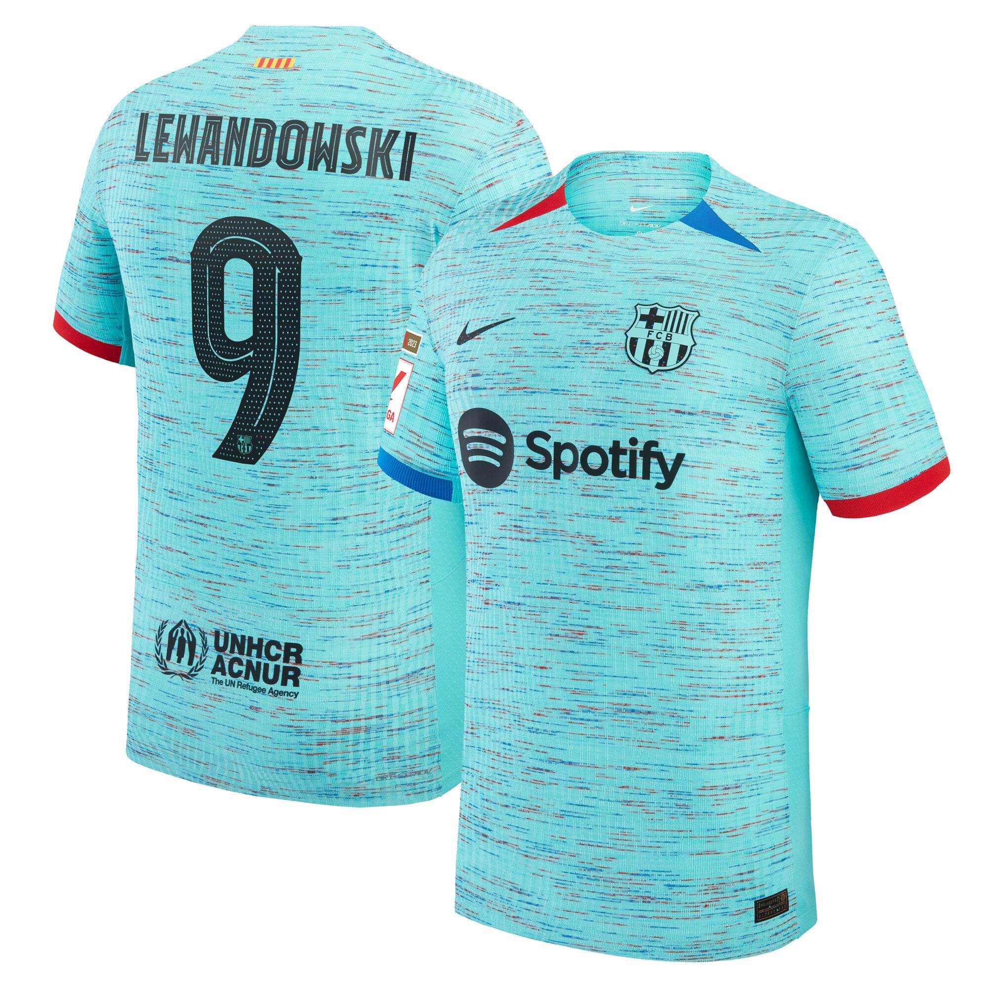 Robert Lewandowski Barcelona Nike 2023/24 Away Authentic Jersey - White/Aqua/Royal