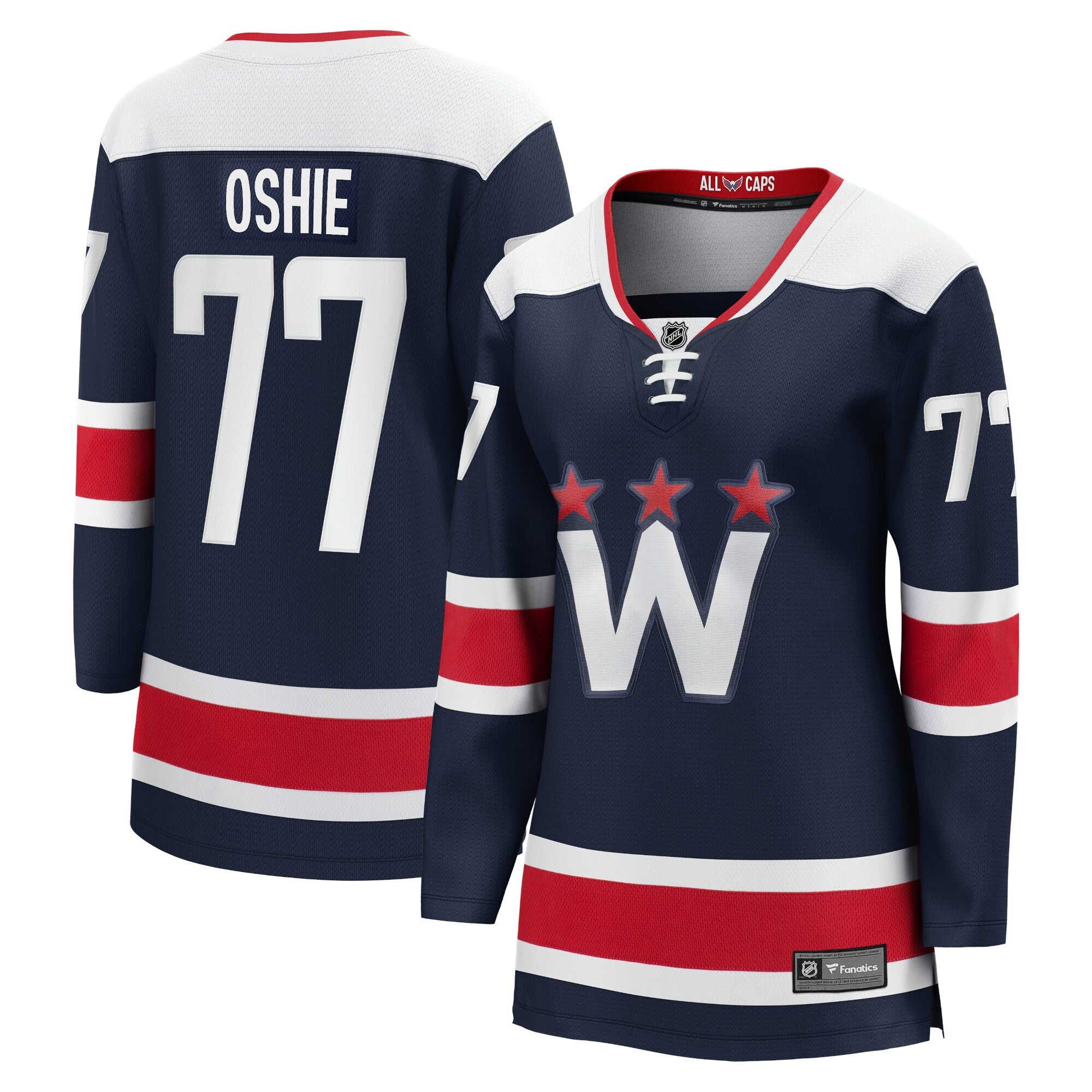 TJ Oshie Washington Capitals  Women's Alternate 50th Anniversary Premier Breakaway Player Jersey - Black/Navy