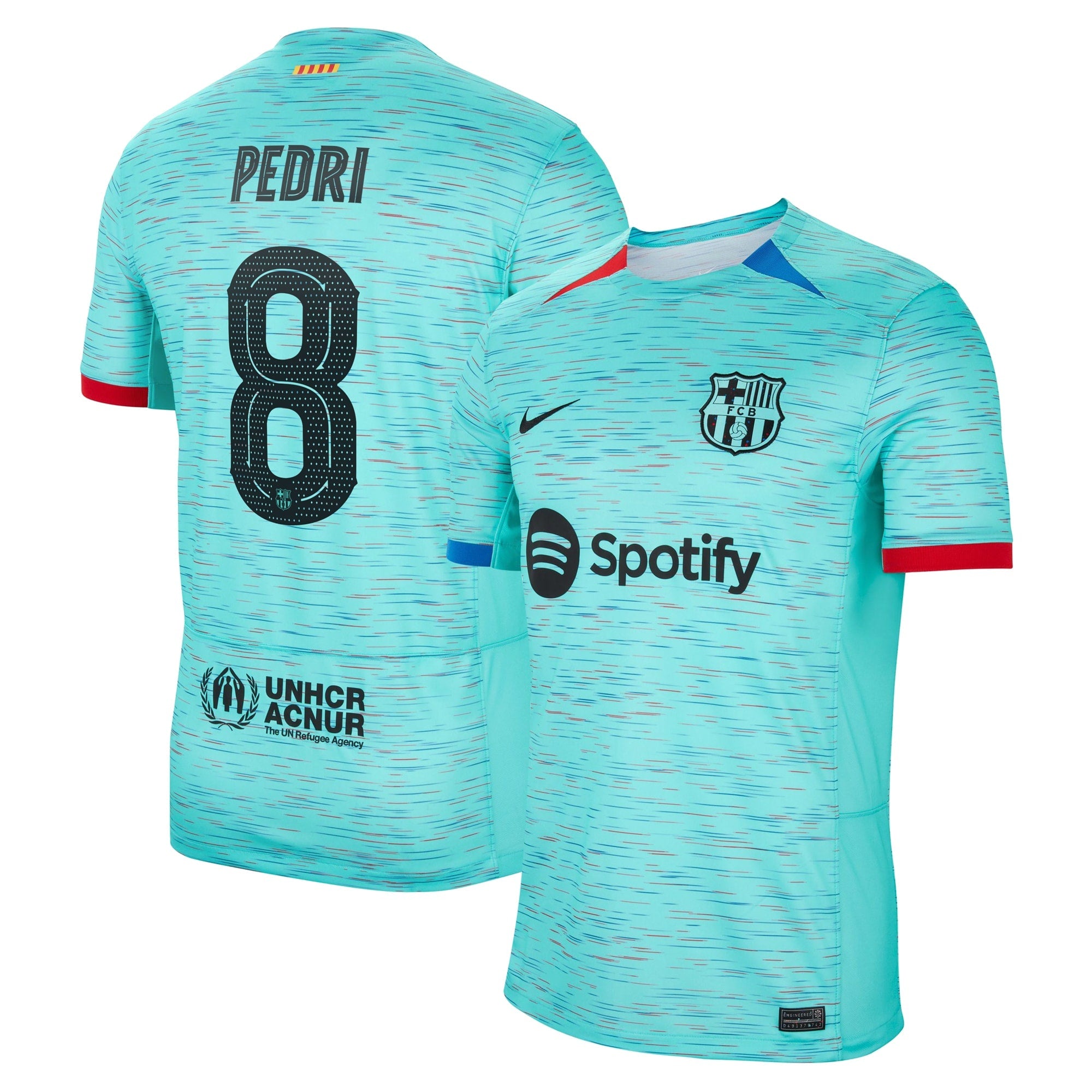 Pedri Barcelona Nike 2023/24 Away Replica Jersey - White/Aqua/Royal