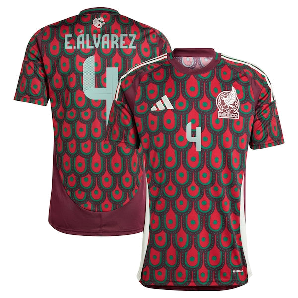 Edson Alvarez Mexico National Team adidas 2024 Home Replica Player Jersey - Burgundy/Green