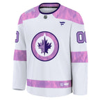 Winnipeg Jets  2024 Hockey Fights Cancer Custom Practice Jersey - White