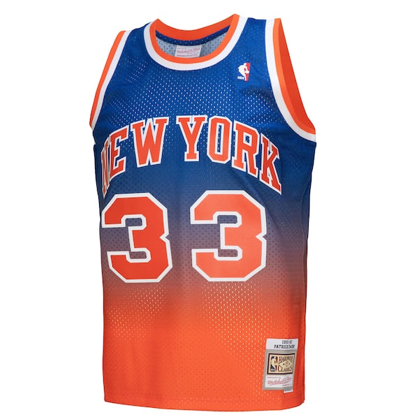 Patrick Ewing New York Knicks 1991/92 Hardwood Classics Fadeaway Swingman Player Jersey - Orange/Royal