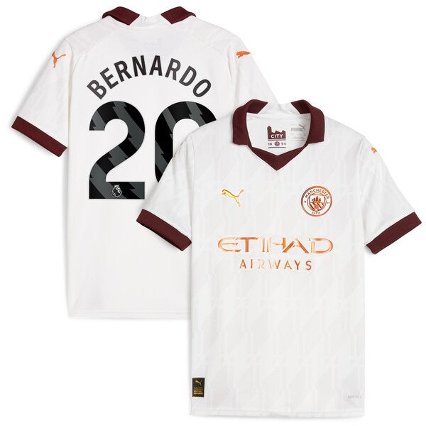 Bernardo Silva Manchester City Puma Youth 2023/24 Away Replica Jersey - White