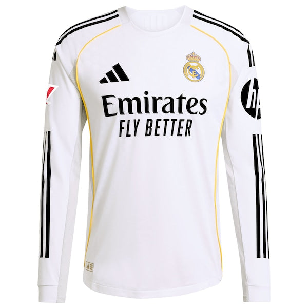 Los Merengues adidas 2025/26 Home Authentic Long Sleeve Jersey - White/Blue