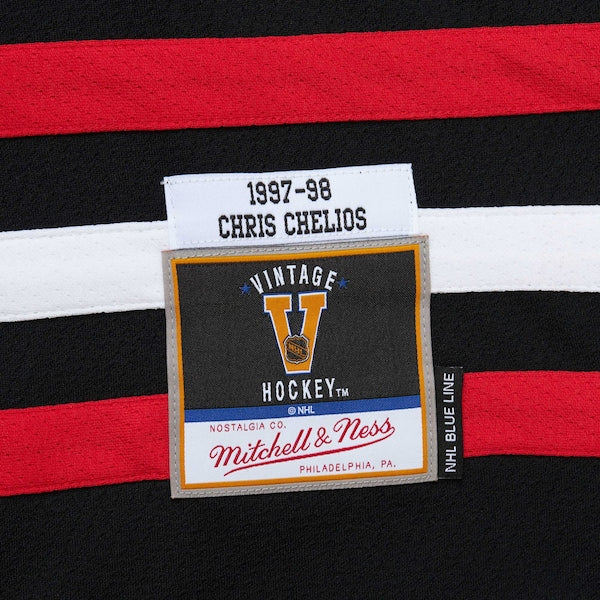 Chris Chelios Chicago Blackhawks  1997/98 Captain Patch Blue Line Player Jersey - Black