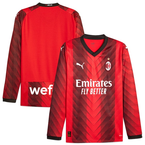 AC Milan Puma 2023/24 Home Replica Long Sleeve Jersey - Red