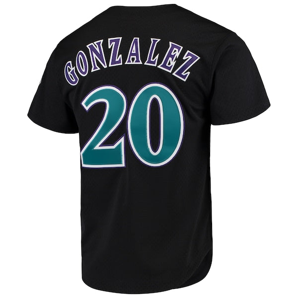 Luis Gonzalez Arizona Diamondbacks Cooperstown Collection Mesh Batting Practice Button-Up Jersey - Black