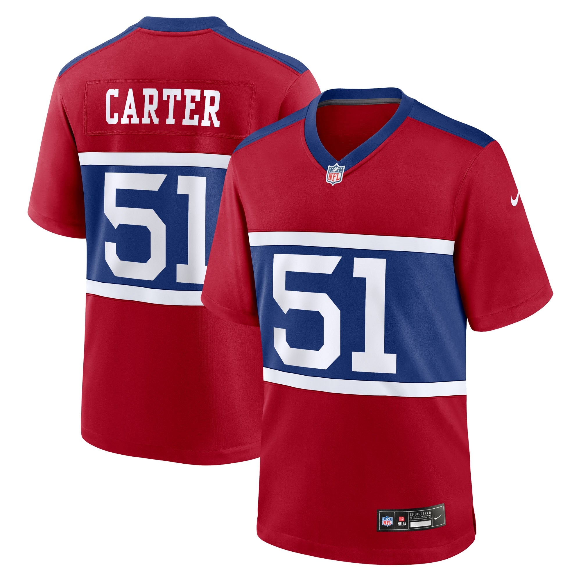 Abdul Carter New York Giants Nike First Round Pick Game Jersey - White/Red/Royal