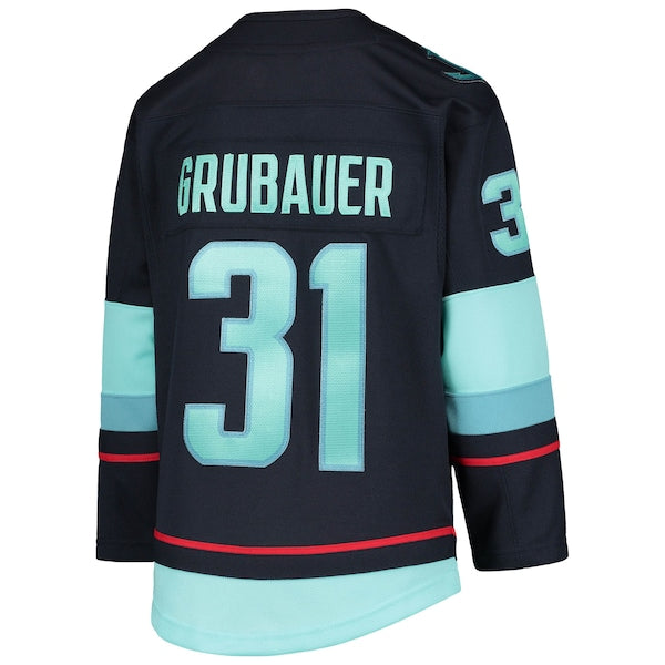 Philipp Grubauer Seattle Kraken Youth Home Premier Player Jersey - Deep Sea Blue