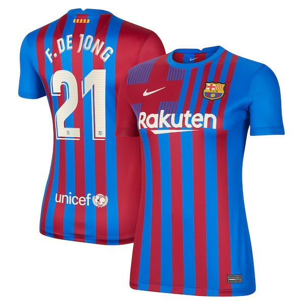 Frenkie de Jong Barcelona Nike Women's 2021/22 Home Replica Player Jersey - Blue