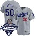 Mookie Betts Los Angeles Dodgers Nike 2025 World Series Champions Limited Player Jersey - Grey