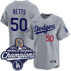 Mookie Betts Los Angeles Dodgers Nike 2025 World Series Champions Limited Player Jersey - Grey
