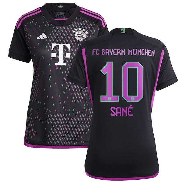 Leroy Sané Bayern Munich adidas Women's 2023/24 Away Replica Player Jersey - Black/White
