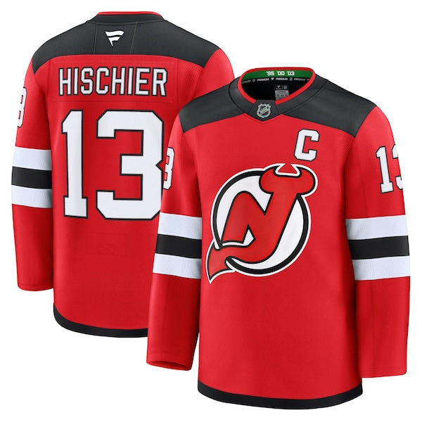 Nico Hischier New Jersey Devils  Home Premium Jersey - Red/Black/White