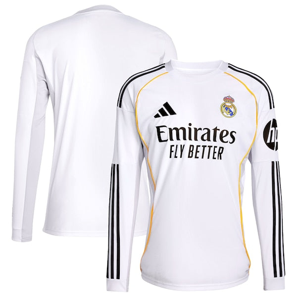 Los Merengues adidas 2025/26 Home Replica Long Sleeve Jersey - White/Blue