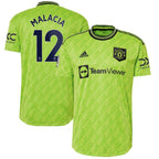 Tyrell Malacia Manchester United adidas 2022/23 Third Authentic Player Jersey - Neon Green