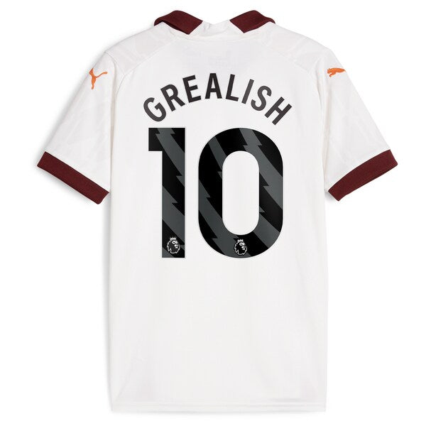 Jack Grealish Manchester City Puma Youth 2023/24 Away Replica Jersey - White