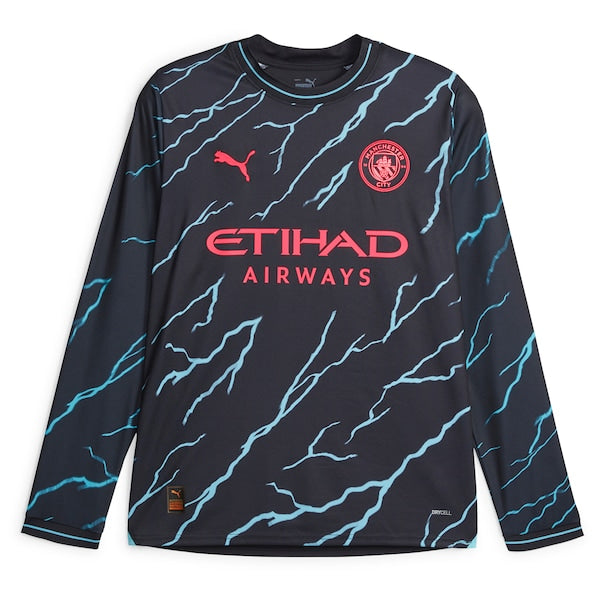 Kevin De Bruyne Manchester City Puma 2023/24 Third Long Sleeve Replica Player Jersey - Navy